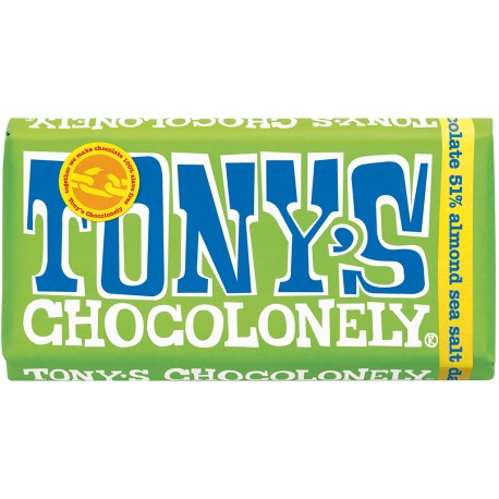 Tony's Chocolate con almendra y sal marina 32%. 180 gramos