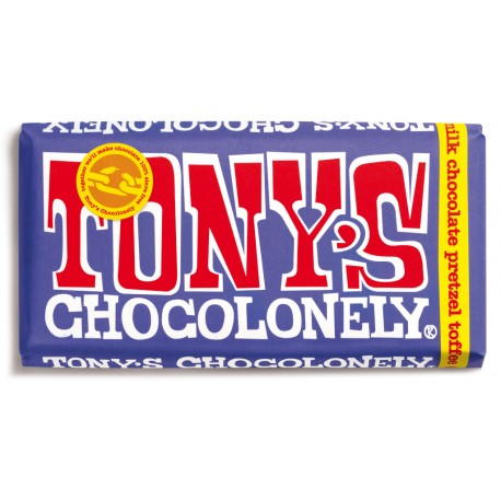 Tony's Chocolate con leche, pretzel y toffee 42%. 180 gramos