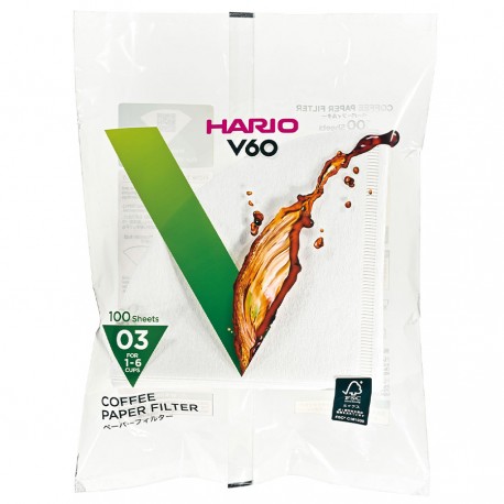 Filtro Papel Hario V60 03 1 - 6 tazas (100 unidades)